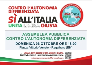 PD Regalbuto. Assemblea pubblica su &quot;Autonomia differenziata&quot;