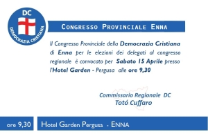 Sabato 15 aprile a Pergusa il Congresso della Democrazia Cristiana Provinciale.